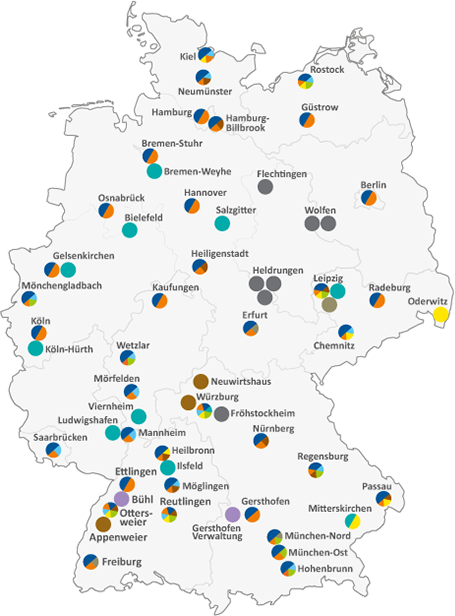 Niederlassungen  Baustoff + Metall Deutschland